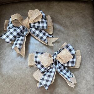 Chic Burlap and Checkered Bow Set
